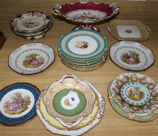 A collection of 19th century plates and comports